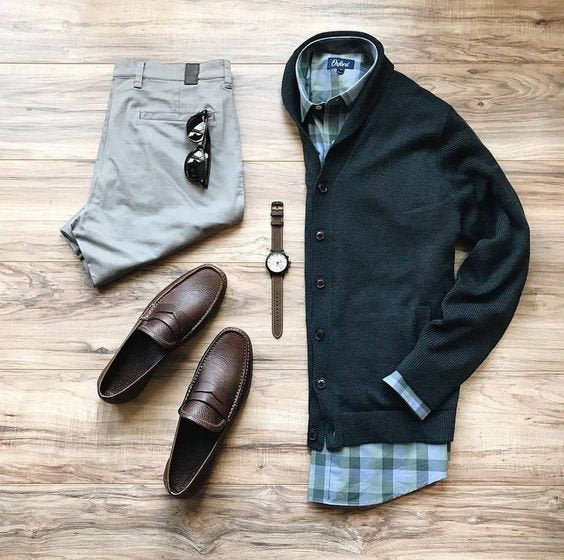 Cardigã Outono com Camisa Xadrez - WOODRUFF HANNAH - WOODRUFF HANNAH